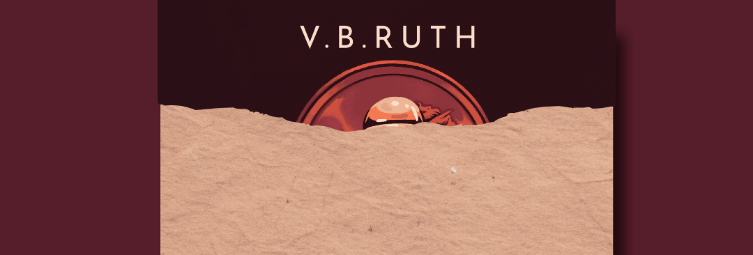 The top of a book cover half-hidded by brown paper, showing the name V B Ruth.